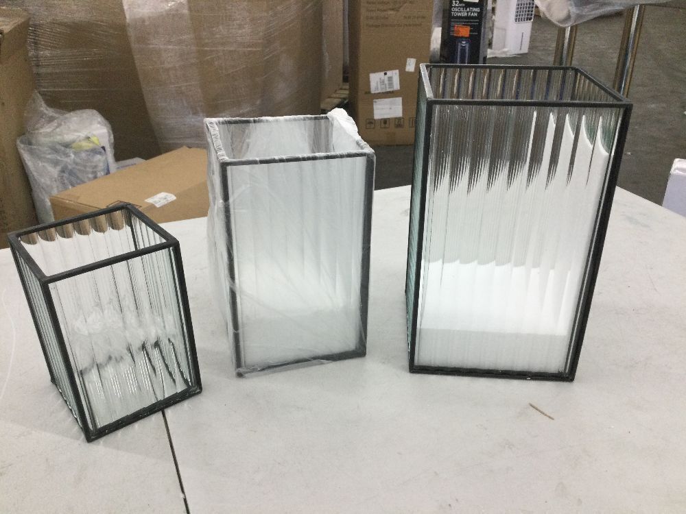 Glass Hurricane Candle Holder, 3 pc - Image 2 - Lot 352