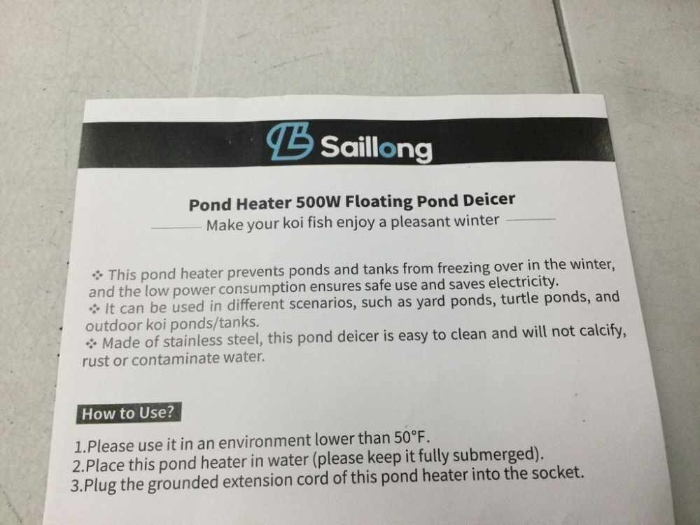 Saillong Pond De-Icer Heater 500W - Image 4 - Lot 459