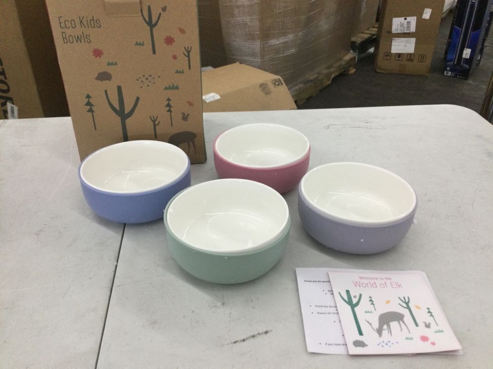 Elk and Friends Kids Porcelain Bowls with Silicone Sleeve, 4 Pack - Image 2 - Lot 556