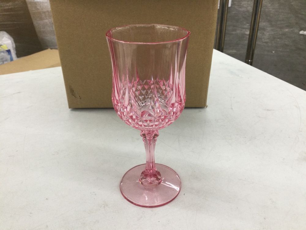 Pink Plastic Wine Glasses, 12pc - Image 3 - Lot 757