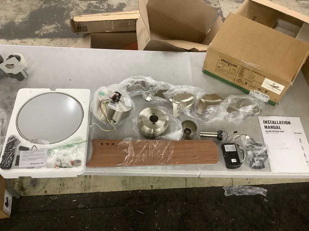 52 in. Indoor Nickel Downrod Mount Modern Ceiling Fan with Integrated LED - Image 2 - Lot 186