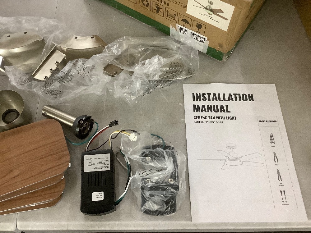 52 in. Indoor Nickel Downrod Mount Modern Ceiling Fan with Integrated LED - Image 6 - Lot 186