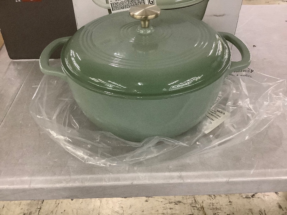 Cast-Iron Dutch Oven Kitchen Cookware w/ Enamel, Handles - 6qt - Image 3 - Lot 199