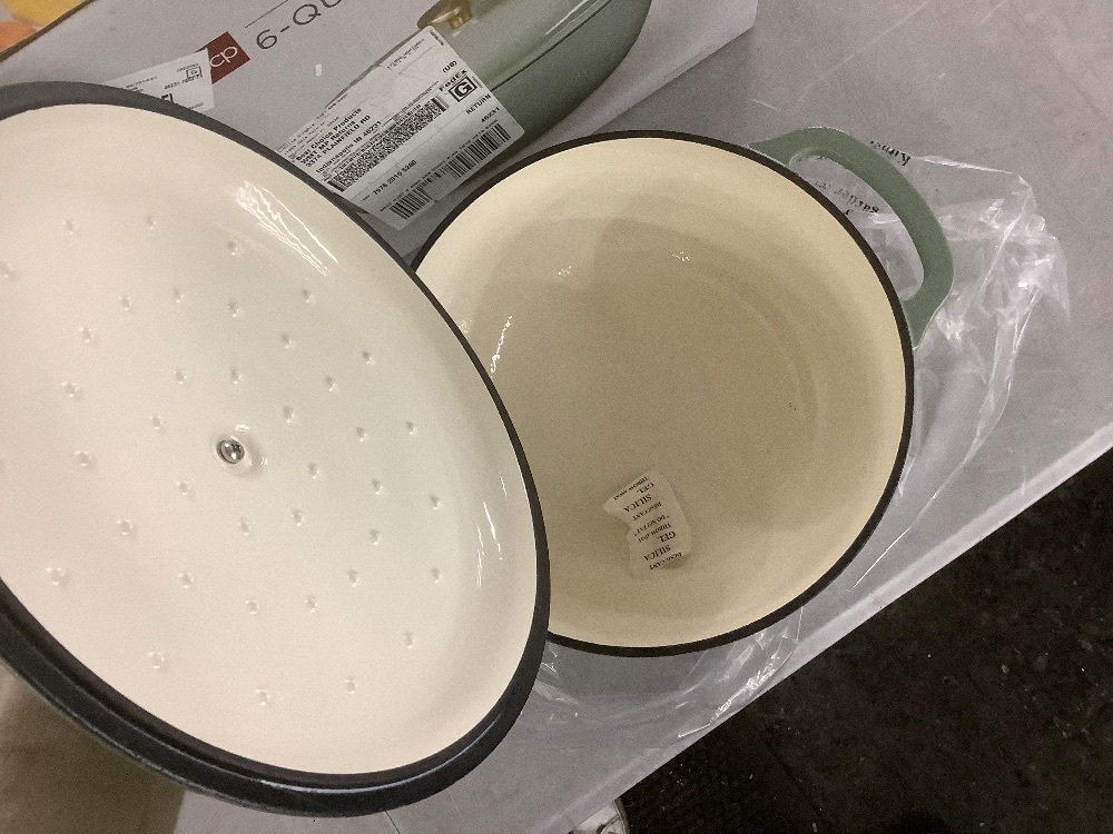 Cast-Iron Dutch Oven Kitchen Cookware w/ Enamel, Handles - 6qt - Image 4 - Lot 199