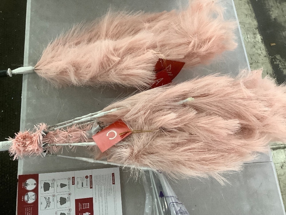 4.5' Premium Artificial Pink Pampas Christmas Tree w/ Foldable Metal Base - Image 3 - Lot 282