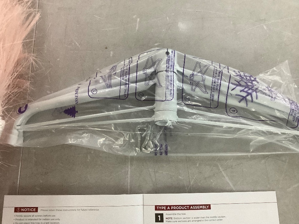 4.5' Premium Artificial Pink Pampas Christmas Tree w/ Foldable Metal Base - Image 4 - Lot 282