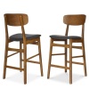 2-Piece Farmhouse Counter Height Bar Stool Set w/ Cushioned Seat, Backrest - Thumbnail 1