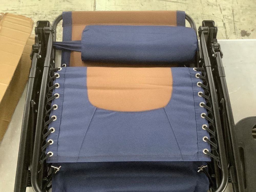 Oversized Padded Zero Gravity Chair, Folding Recliner w/ Headrest, Side Tray - Image 2 - Lot 293
