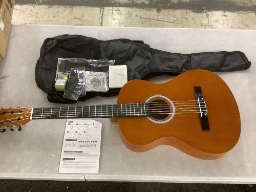 Beginner Acoustic Guitar Set w/ Case, Strap, Extra Strings - 38in - Lot 297