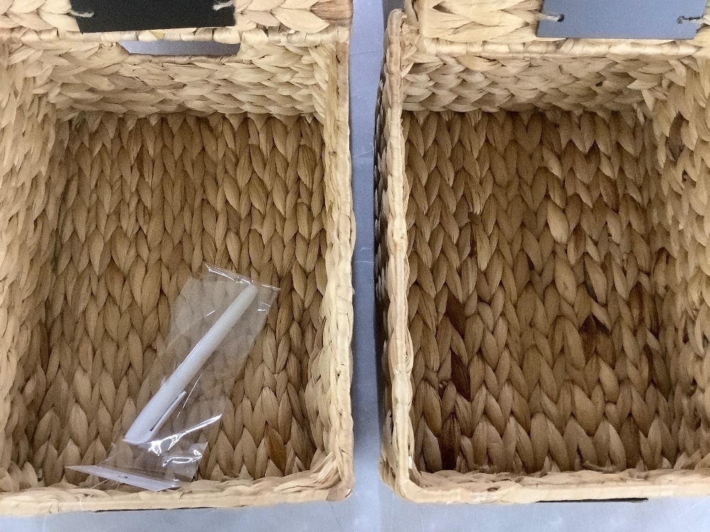 Set of 4 Water Hyacinth Pantry Baskets w/ Chalkboard, Marker, 12in - Light Damage to 2 - Image 2 - Lot 389