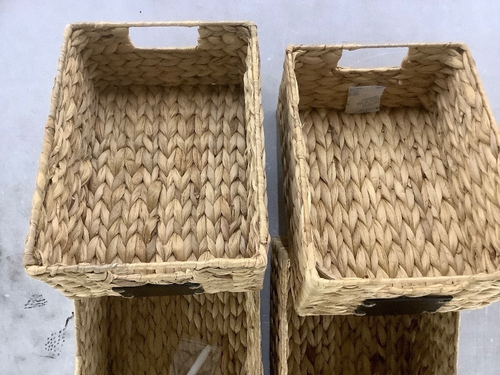 Set of 4 Water Hyacinth Pantry Baskets w/ Chalkboard, Marker, 12in - Light Damage to 2 - Image 3 - Lot 389