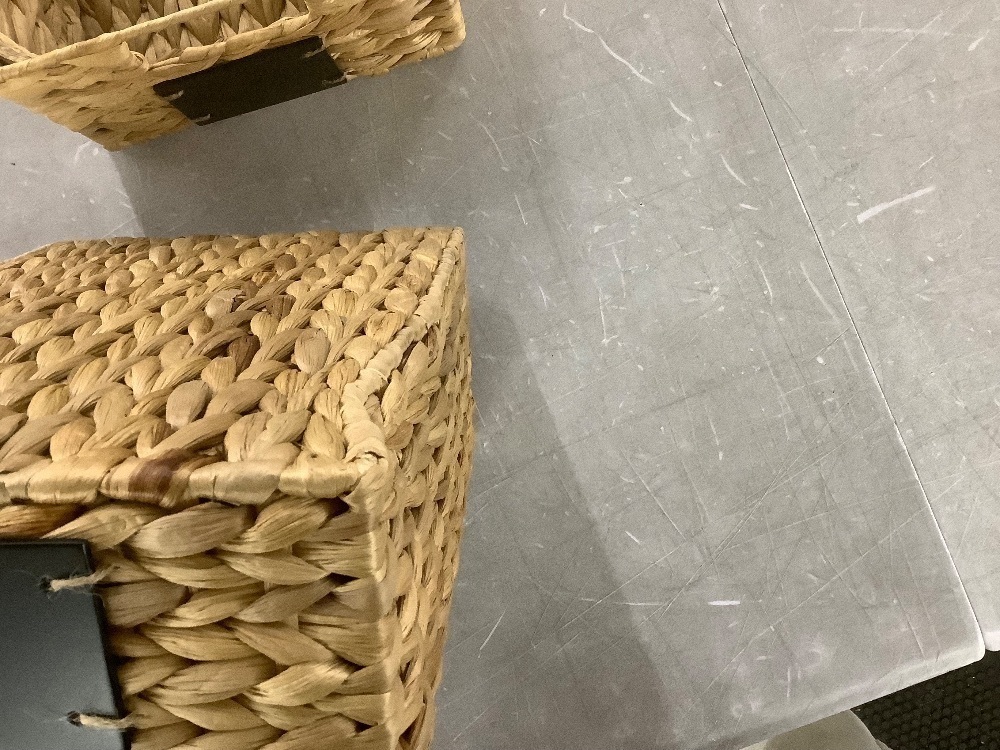 Set of 4 Water Hyacinth Pantry Baskets w/ Chalkboard, Marker, 12in - Light Damage to 2 - Image 5 - Lot 389