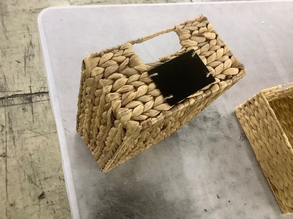 Set of 4 Water Hyacinth Pantry Baskets w/ Chalkboard, Marker, 12in - Light Damage to 2 - Image 7 - Lot 389