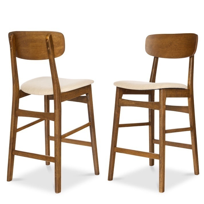 2-Piece Farmhouse Counter Height Bar Stool Set w/ Cushioned Seat, Backrest - Image 1 - Lot 396