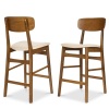 2-Piece Farmhouse Counter Height Bar Stool Set w/ Cushioned Seat, Backrest - Thumbnail 1
