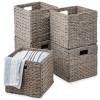 Set of 5 Collapsible Hyacinth Storage Baskets w/ Inserts - 13x13in - Thumbnail 1