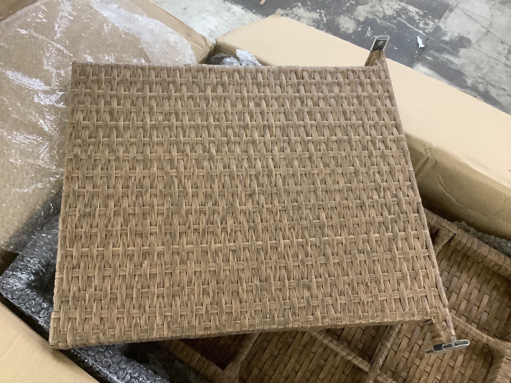 Set of 2 Stackable Wicker Chairs w/ Armrests, Steel Accent Furniture - Image 4 - Lot 382