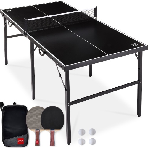 Portable Ping Pong Table Tennis Game Set w/ Paddles, Balls - 6x3ft - Lot 383