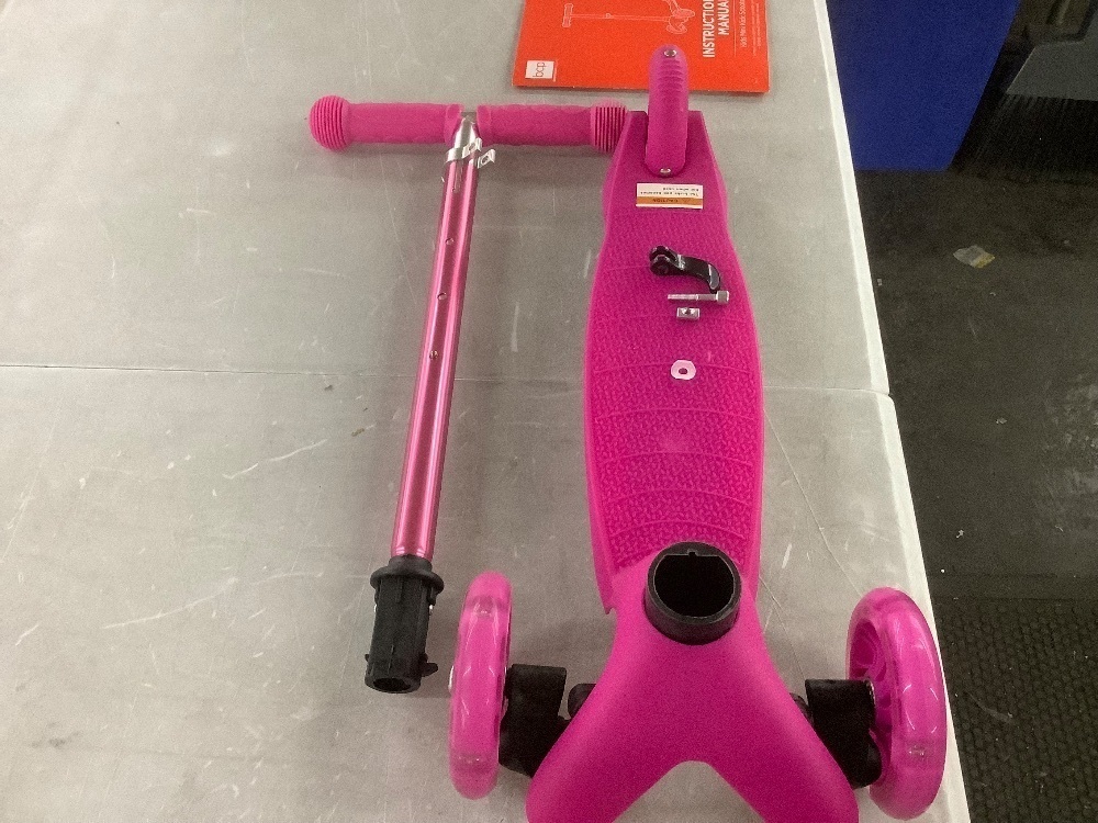 Kids Mini Kick Scooter Toy w/ Colorful Light-Up Wheels, Adjustable T-Bar - Image 4 - Lot 683