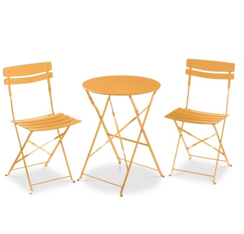 3-Piece Small Folding Patio Bistro Set w/ 2 Chairs - Lot 484