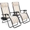 Set of 2 Adjustable Zero Gravity Patio Chair Recliners w/ Cup Holders - Thumbnail 1
