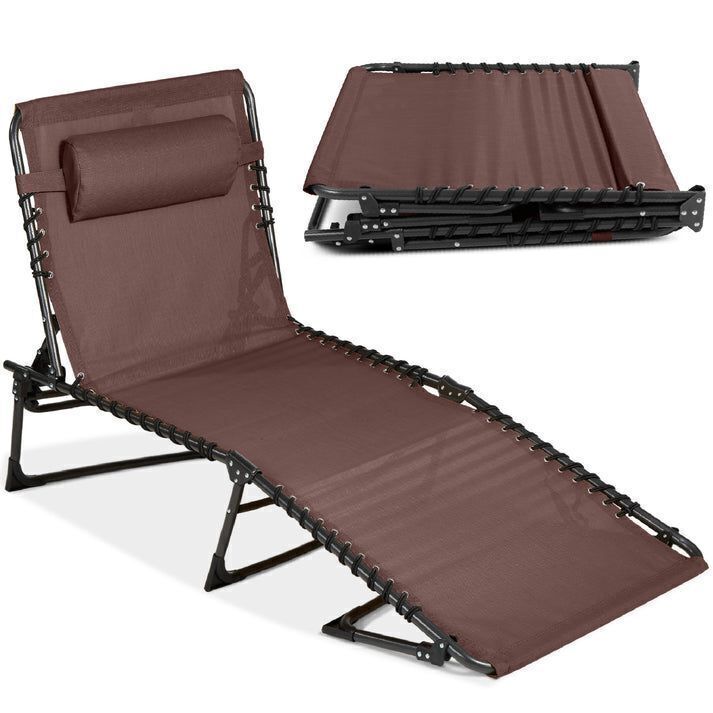 Portable Patio Chaise Lounge Chair Outdoor Recliner w/ Pillow - Image 1 - Lot 498