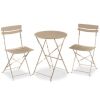 3-Piece Small Folding Patio Bistro Set w/ 2 Chairs - Thumbnail 1