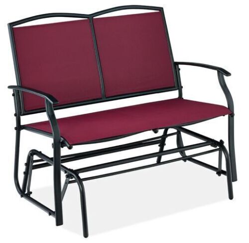 2-Person Patio Loveseat Swing Glider, Bench Rocker w/ Armrests - Lot 585
