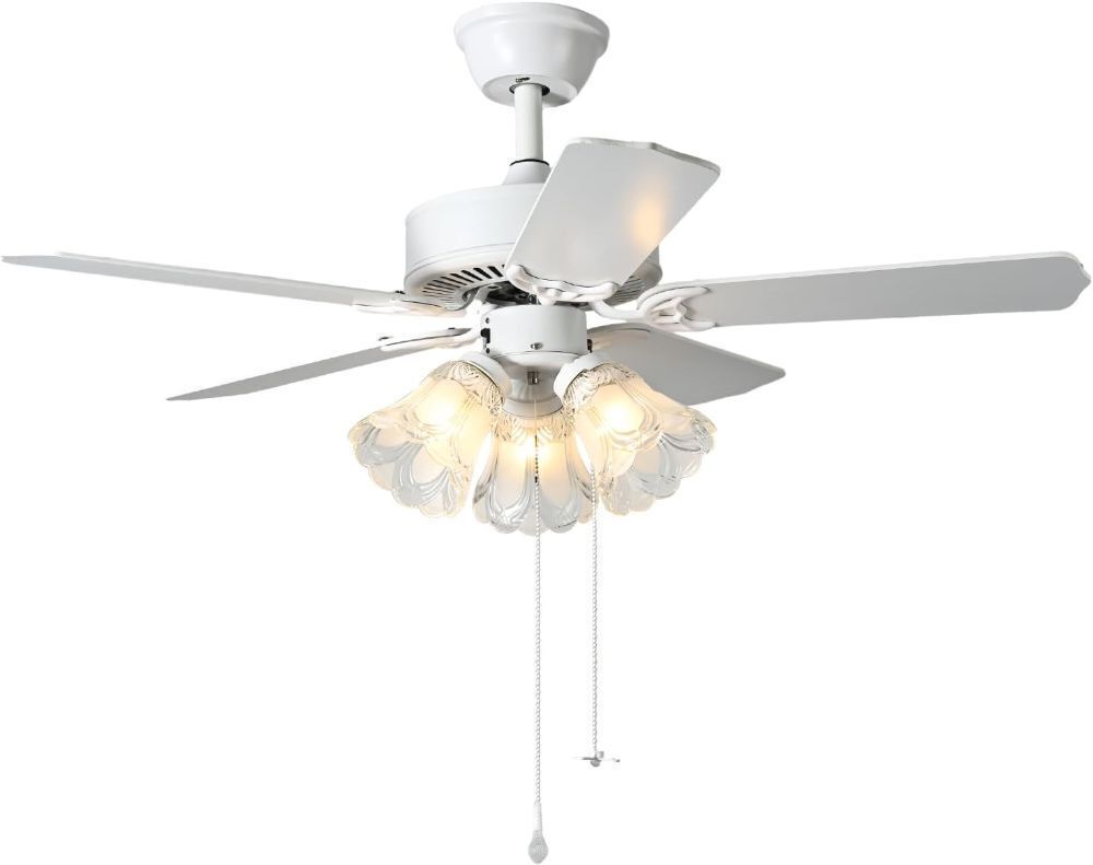 TWLITE 42" Indoor Ceiling Fan with Pull-Chain and Three LED Light Bulbs Base - Image 1 - Lot 681