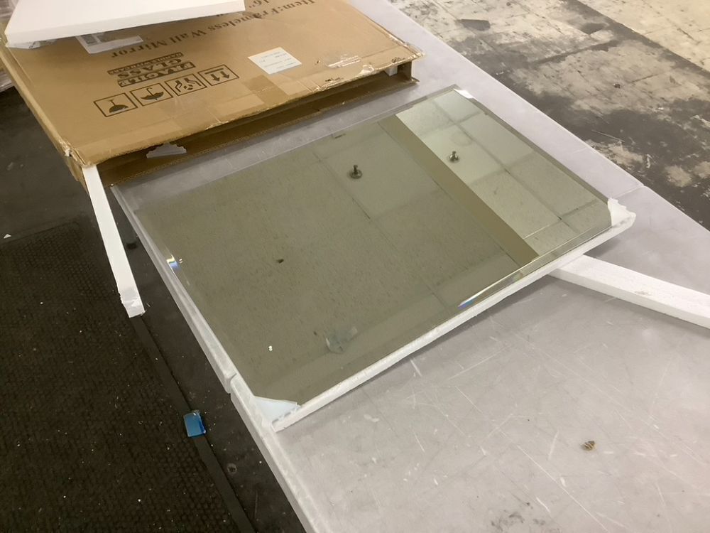 Ruomeng Rectangle Frameless Wall Mirror 16” x 24" Beveled Edge - Image 3 - Lot 787
