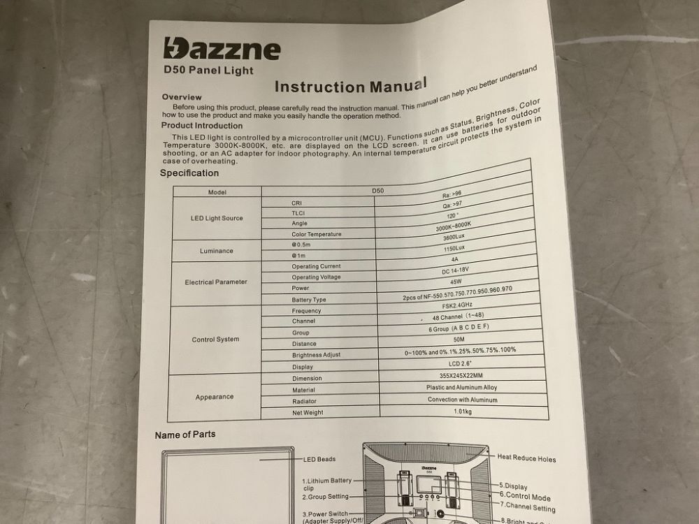 Dazzne D50 LED Video Light Panels 15.4", 45W 3000K-8000K Bi-Color Dimmable, 2 Pack - Image 6 - Lot 122