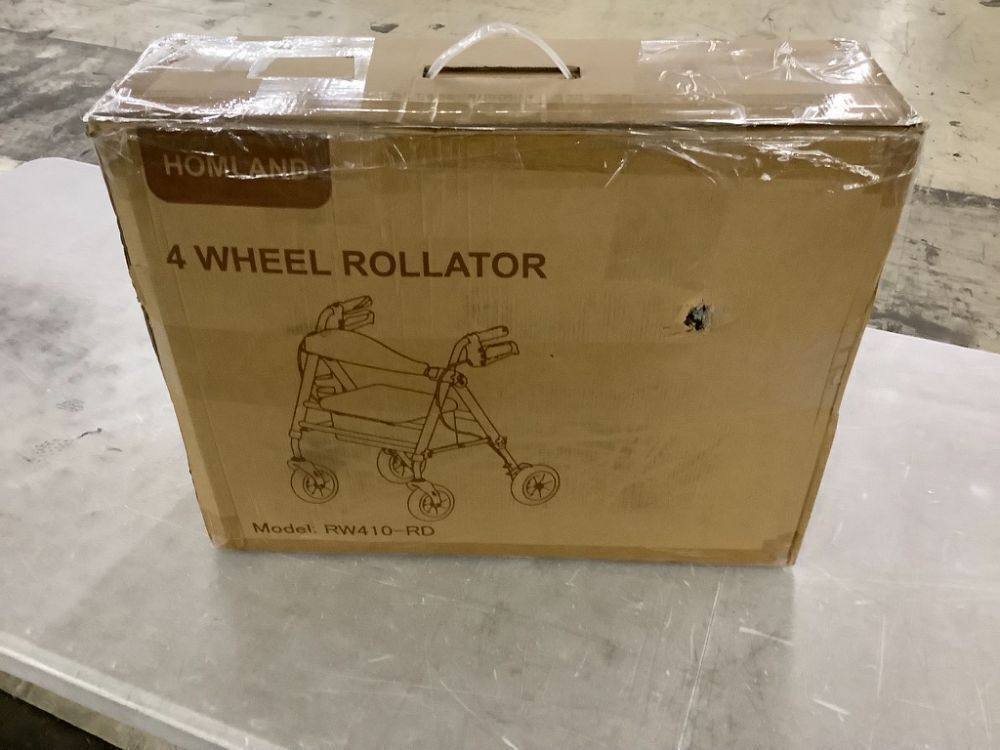 HOMLAND Foldable Rollator Walker with Seat, 8" Big Rubber Wheels for All Terrain - Image 2 - Lot 129