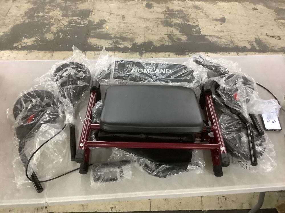 HOMLAND Foldable Rollator Walker with Seat, 8" Big Rubber Wheels for All Terrain - Image 3 - Lot 129