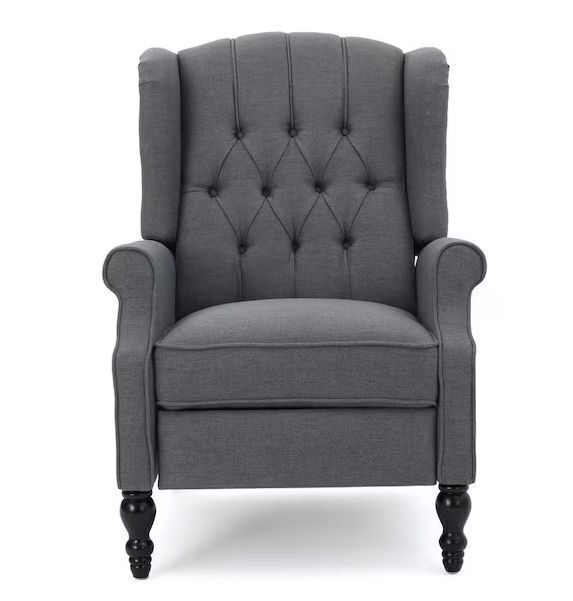 Noble House Charcoal Gray Tufted Back Fabric Recliner - Image 1 - Lot 62JF