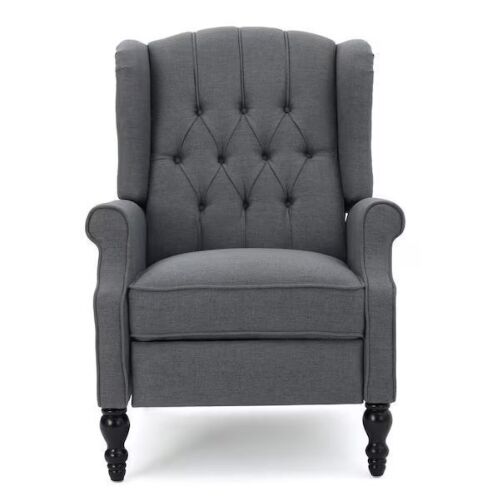 Noble House Charcoal Gray Tufted Back Fabric Recliner - Lot 62JF