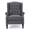 Noble House Charcoal Gray Tufted Back Fabric Recliner - Thumbnail 1