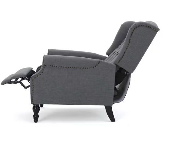 Noble House Charcoal Gray Tufted Back Fabric Recliner - Image 2 - Lot 62JF