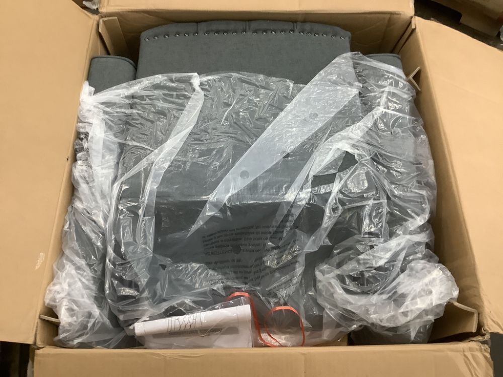 Noble House Charcoal Gray Tufted Back Fabric Recliner - Image 4 - Lot 62JF