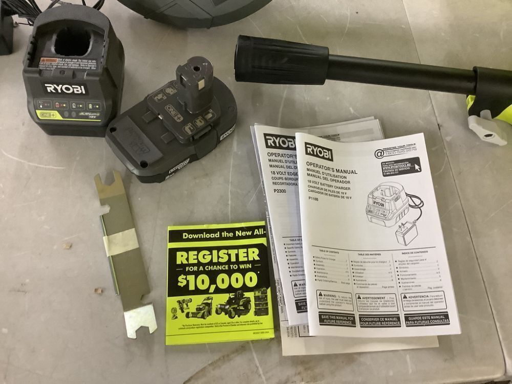 RYOBI ONE+ 18V 9 in. Cordless Battery Edger with 2.0 Ah Battery and Charger - Image 4 - Lot 72JF