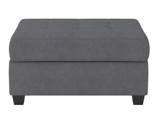 Lazzara Colrich Gray Microfiber Rectangle Storage Ottoman - Lot 97JF