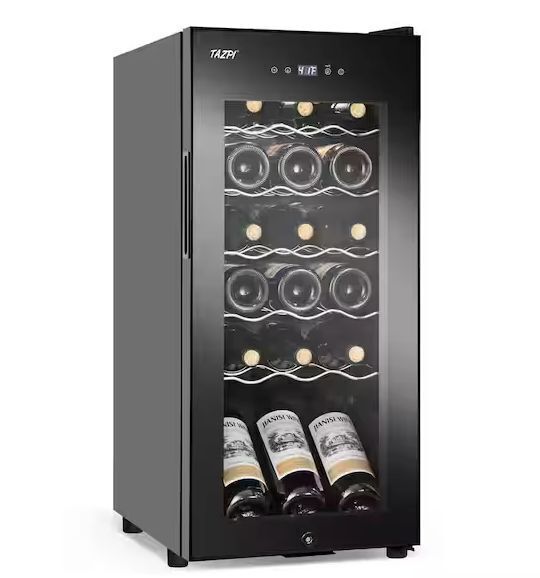 13.6 in. Black Freestanding Beverage Center 18-Bottle Wine Cooler with Interior Light - Damaged Hinge - Image 1 - Lot 98JF