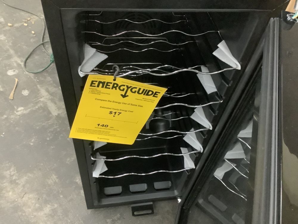 13.6 in. Black Freestanding Beverage Center 18-Bottle Wine Cooler with Interior Light - Damaged Hinge - Image 8 - Lot 98JF