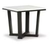 Signature DESIGN BY ASHLEY Fostead 23.88 in. White / Dark Brown Square Marble End Table with Cross Base - Thumbnail 1