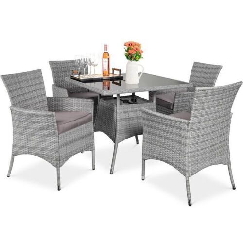 5-Piece Wicker Patio Dining Table Set w/ 4 Chairs - Lot 9