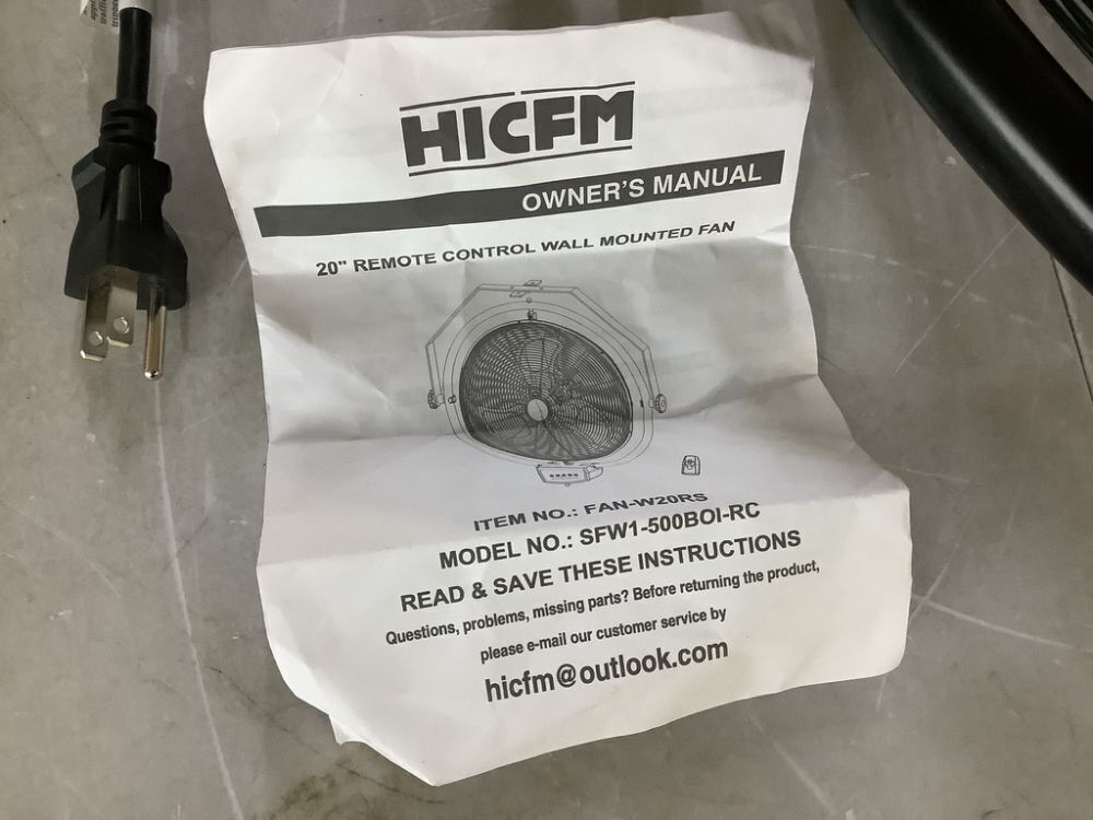 5000 CFM 20 in. Orbital Remote Control Mounted Wall Fan with 3-Speed, Oscillation and Tilting in Yellow - Image 5 - Lot 91JF