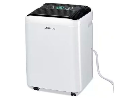 50 pt. 4,500 sq. ft. Dehumidifier in White with Drain Hose and Bucket, Auto Defrost, Low Noise - Lot 93JF