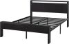 14 Inch Queen Size Metal Platform Bed Frame with Wooden Headboard and Footboard - Thumbnail 1