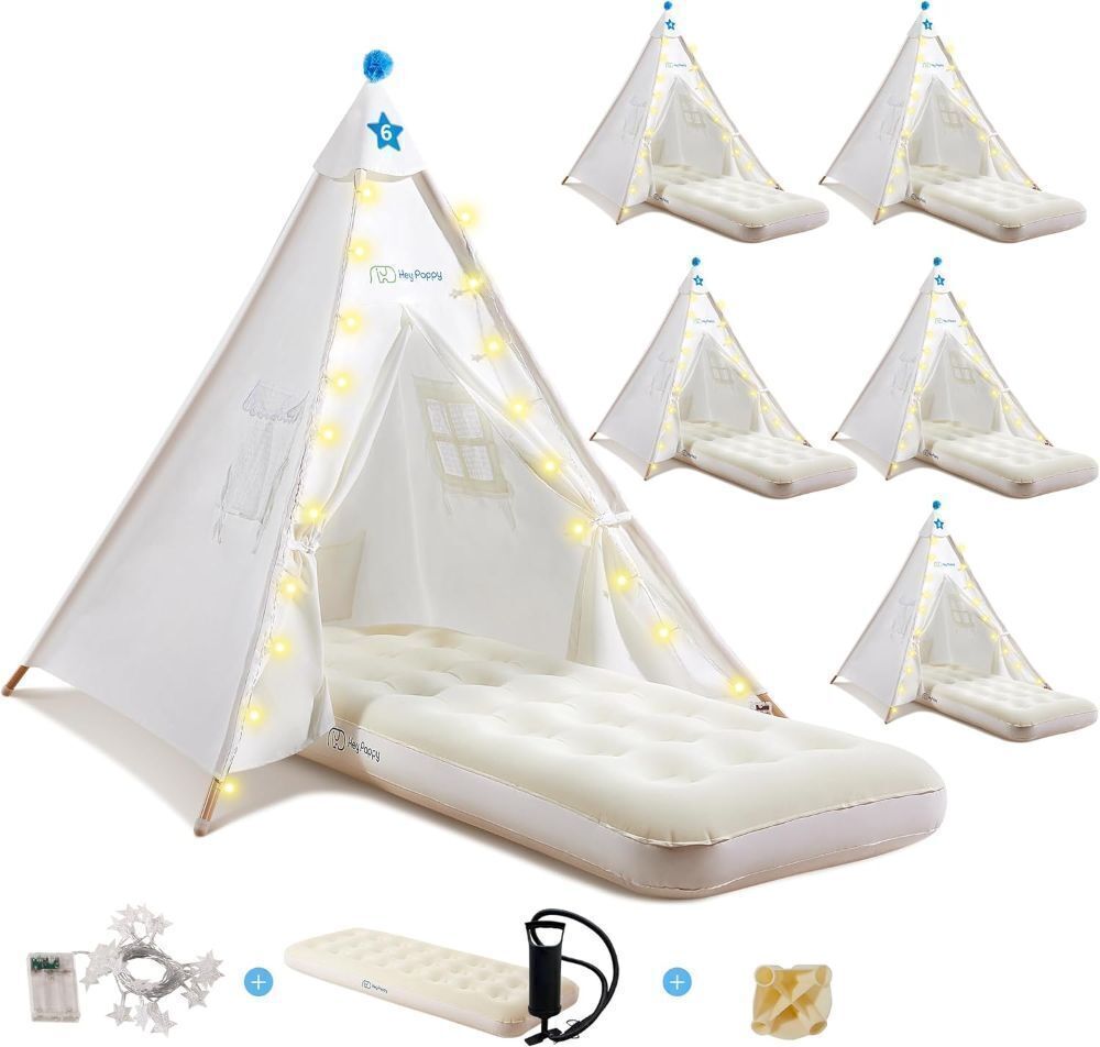6 Pack Teepee Tent for Kids with Inflatable Airbeds - Image 1 - Lot 67