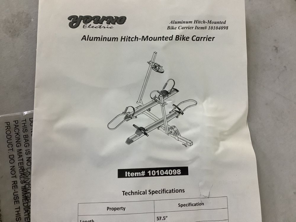 Young E-Bike Rack Hitch Mount Platform Style fits E-Bike with Up to 5-inch Fat Tire, 200 lbs Capacity - Image 4 - Lot 68JF