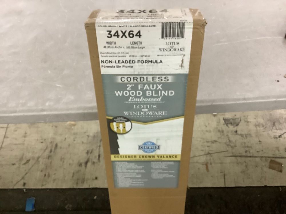 Lotus & Windoware Cordless 2 Inch Faux Wood Blind, 34" Wide x 64" Long - Image 2 - Lot 628